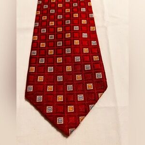 Jos A Banks Signature Collection Classic Mens Necktie, Red + Geometric Pattern